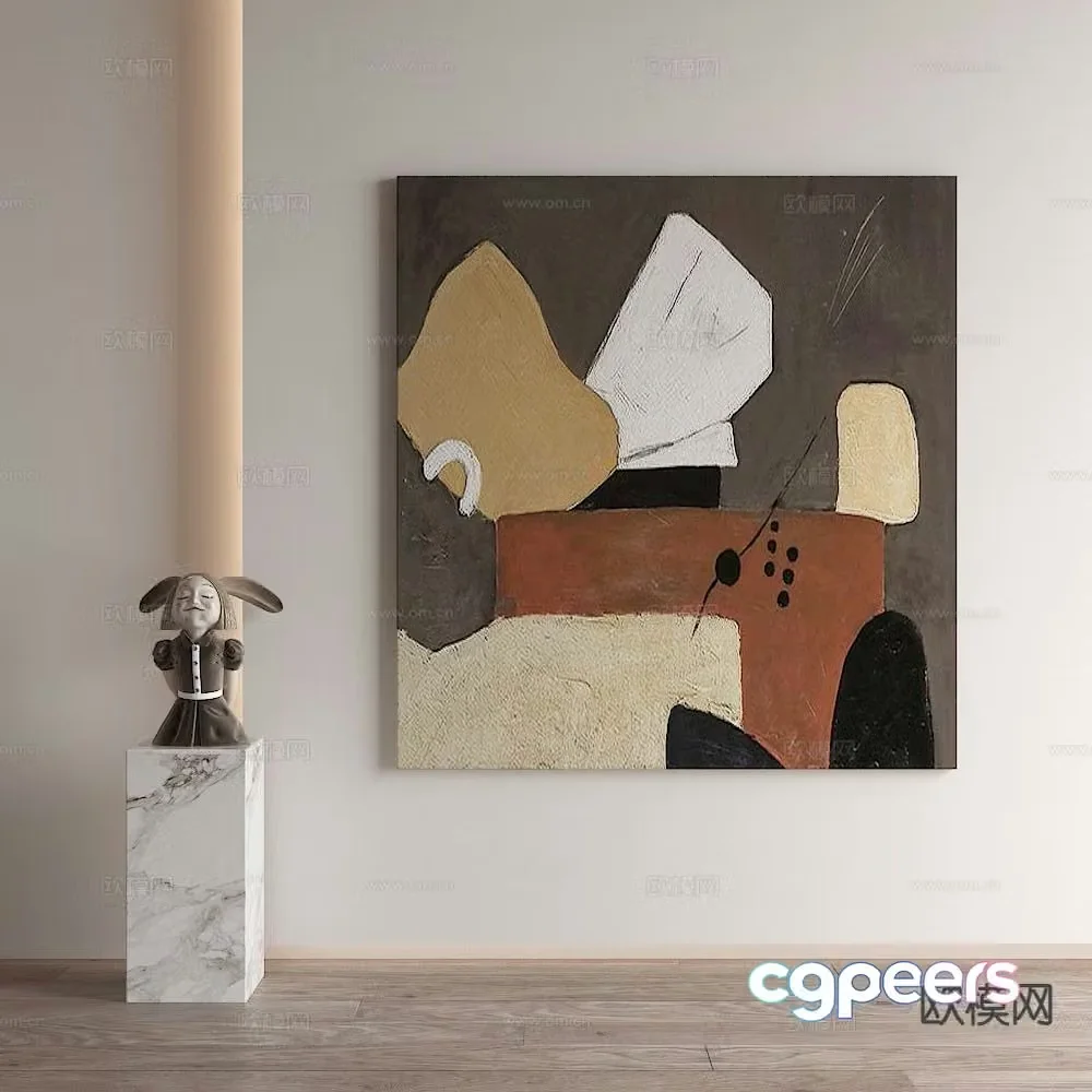 New Chinese style decorative painting abstract hanging painting 3d model