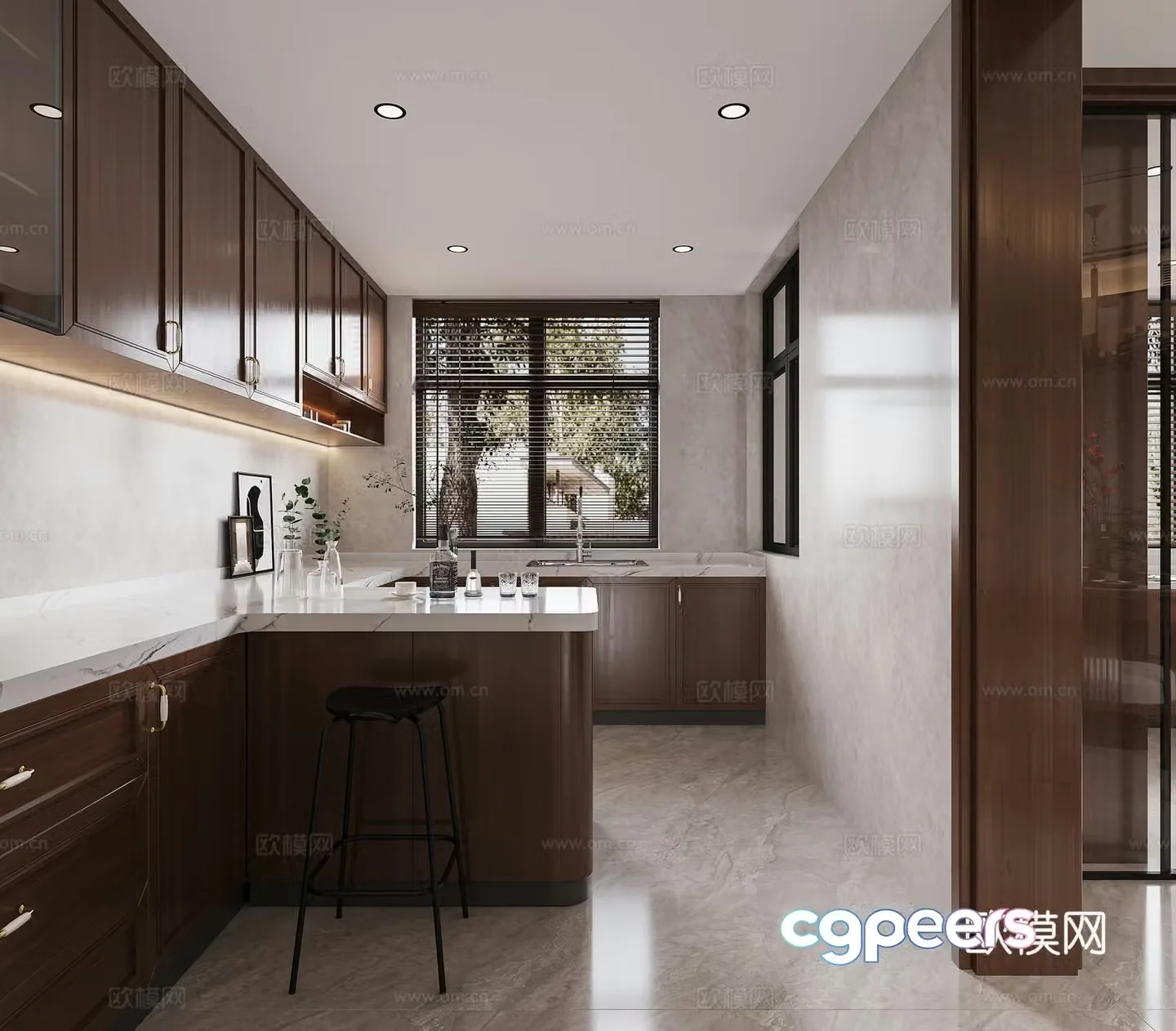 New Chinese style kitchen bar 3D model
