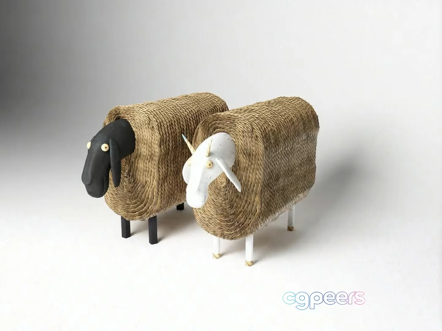 Two Sheep Made Of Straw 3D Model – 7359 – VRAY Render