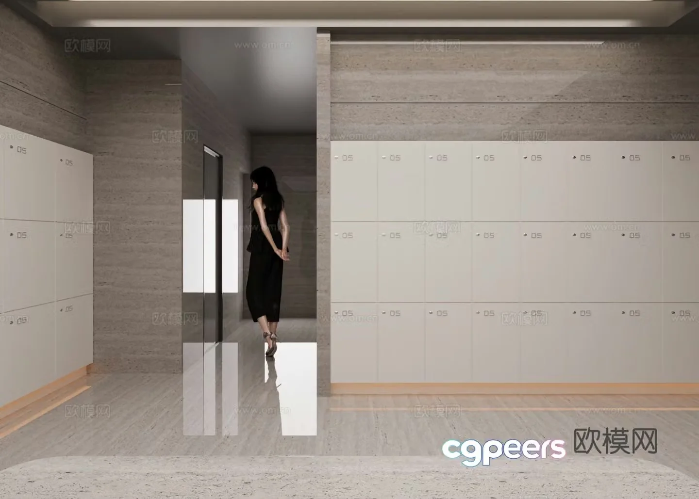 Modern locker room locker 3d model