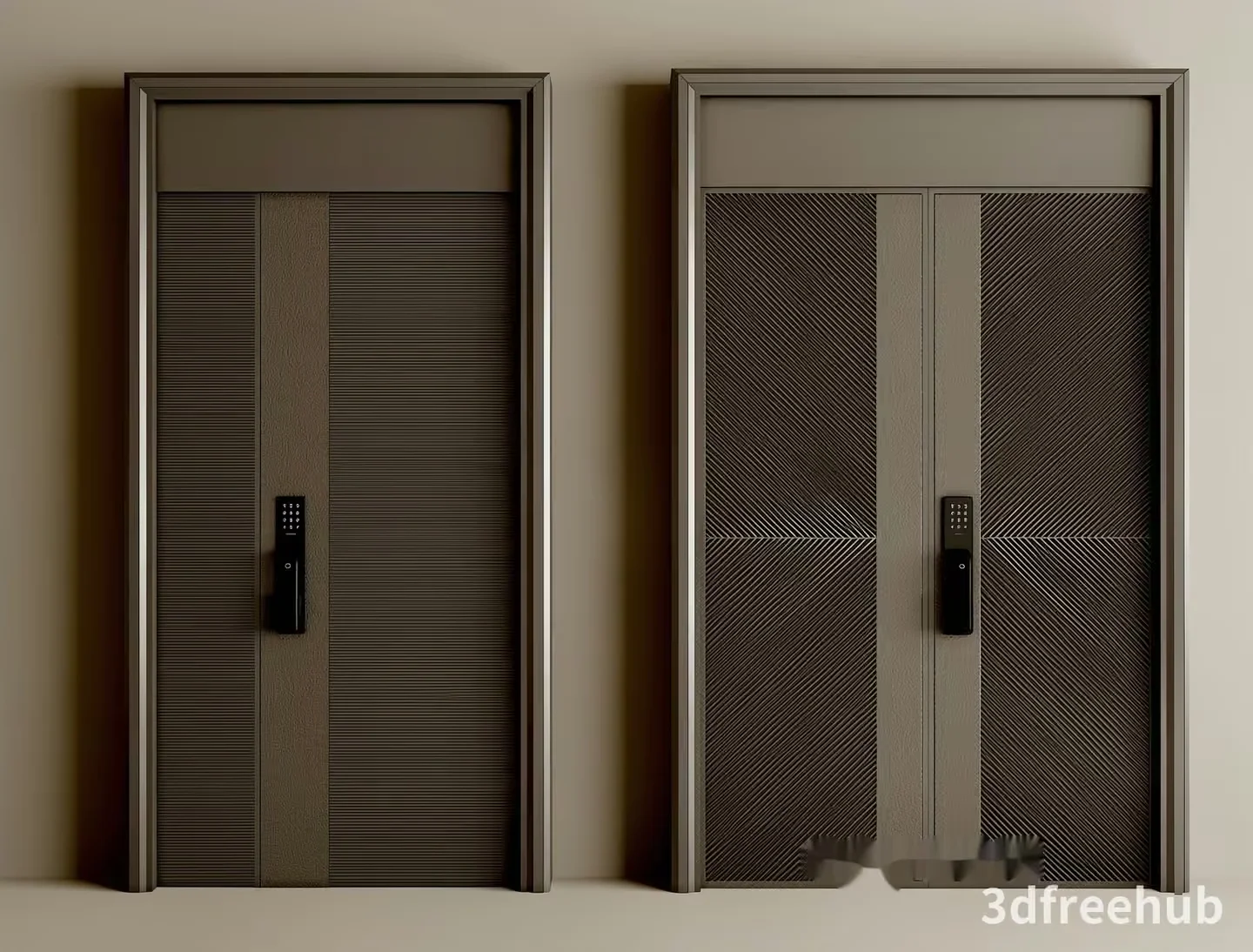 A Pair Of Doors With Digital Locks 3D Model – 20138 – VRAY Render