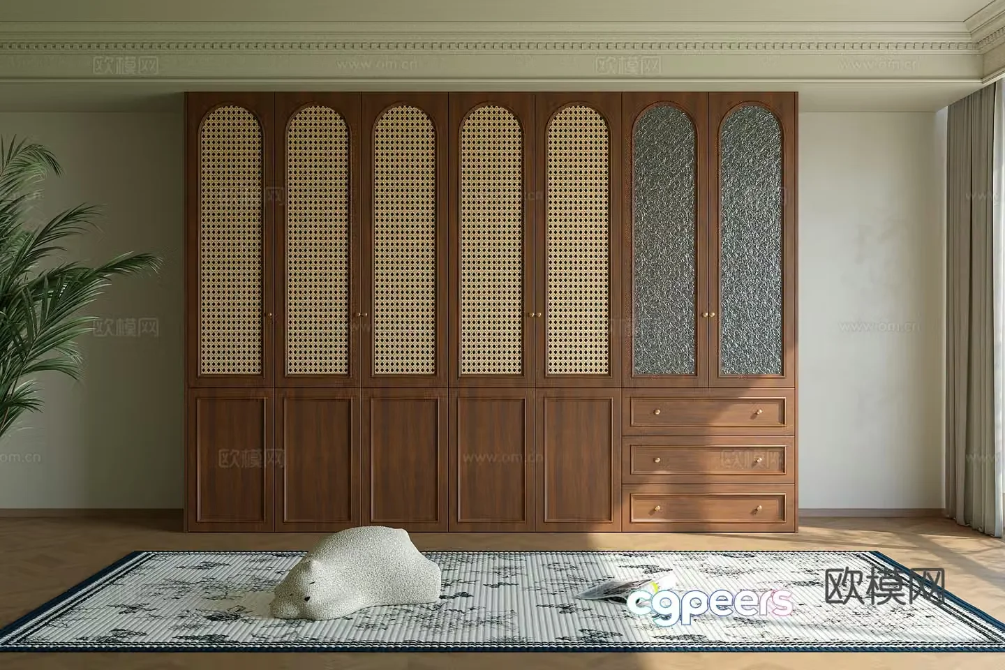 French retro style bedroom wardrobe 3d model