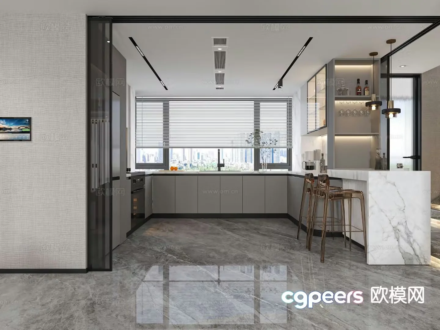 Modern kitchen bar 3d model