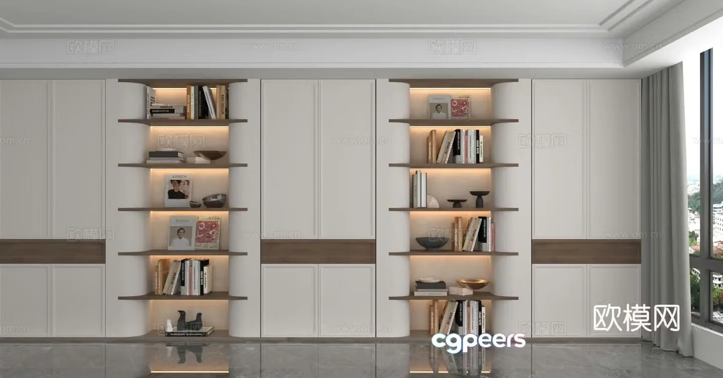 Modern wall cabinet bookcase 3D model