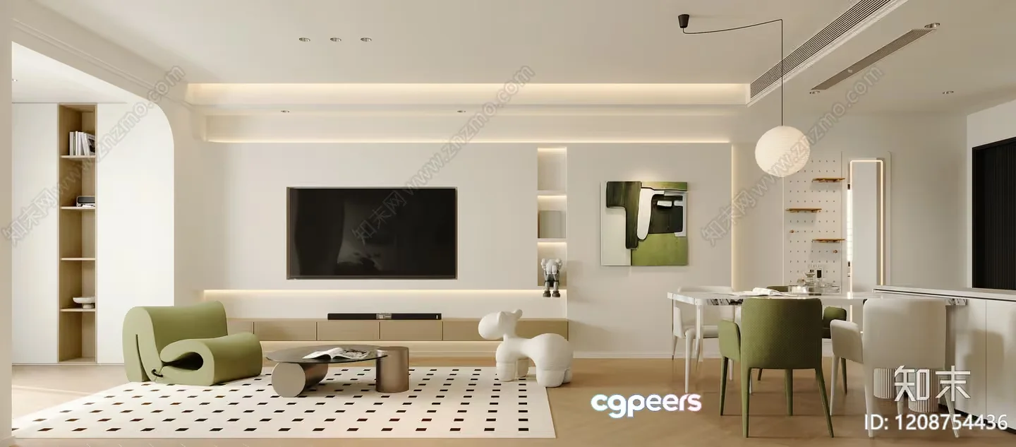 Modern Living Room 3D Model – 21469 – VRAY Render