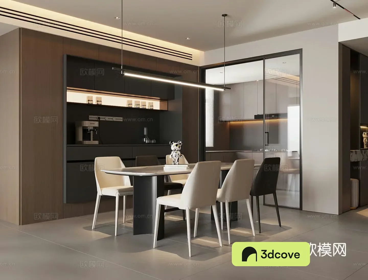 Modern Italian restaurant dining table and chair Italian wine cabinet