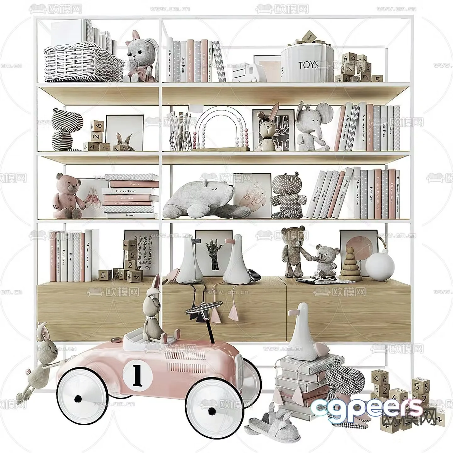 Children’s cabinet toy rack 3d model