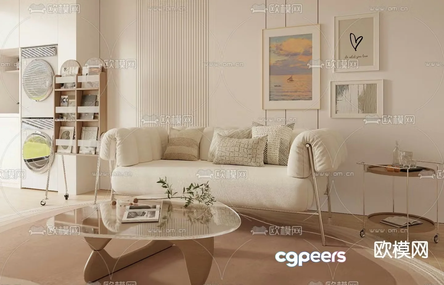 Cream style modular sofa 3d model