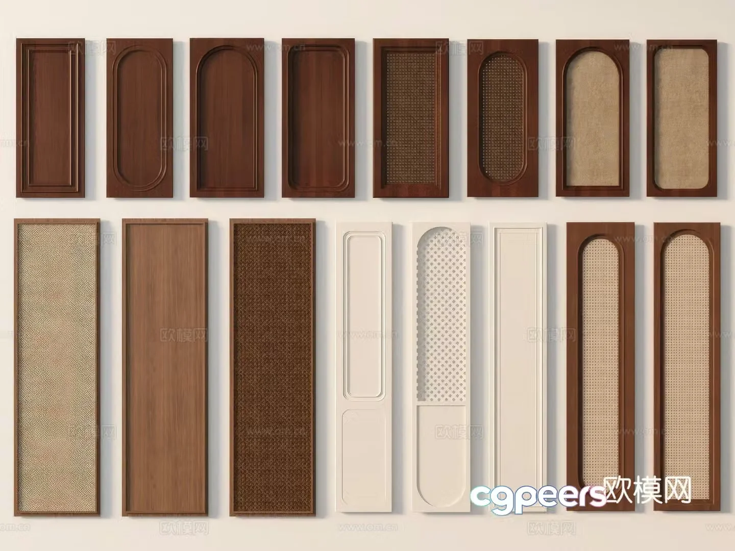 Wabi-sabi cabinet door rattan cabinet door 3d model