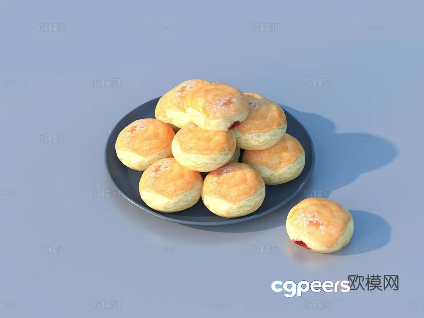 bread dessert cookie flatbread baked cake 3d model