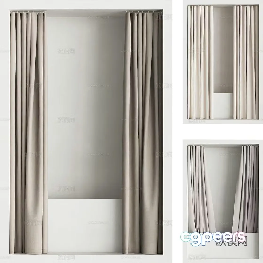 New Chinese bathtub shower curtain 3D model