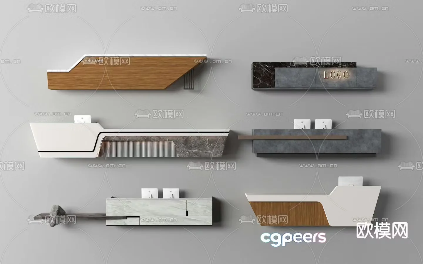 Front desk reception desk service desk 3d model