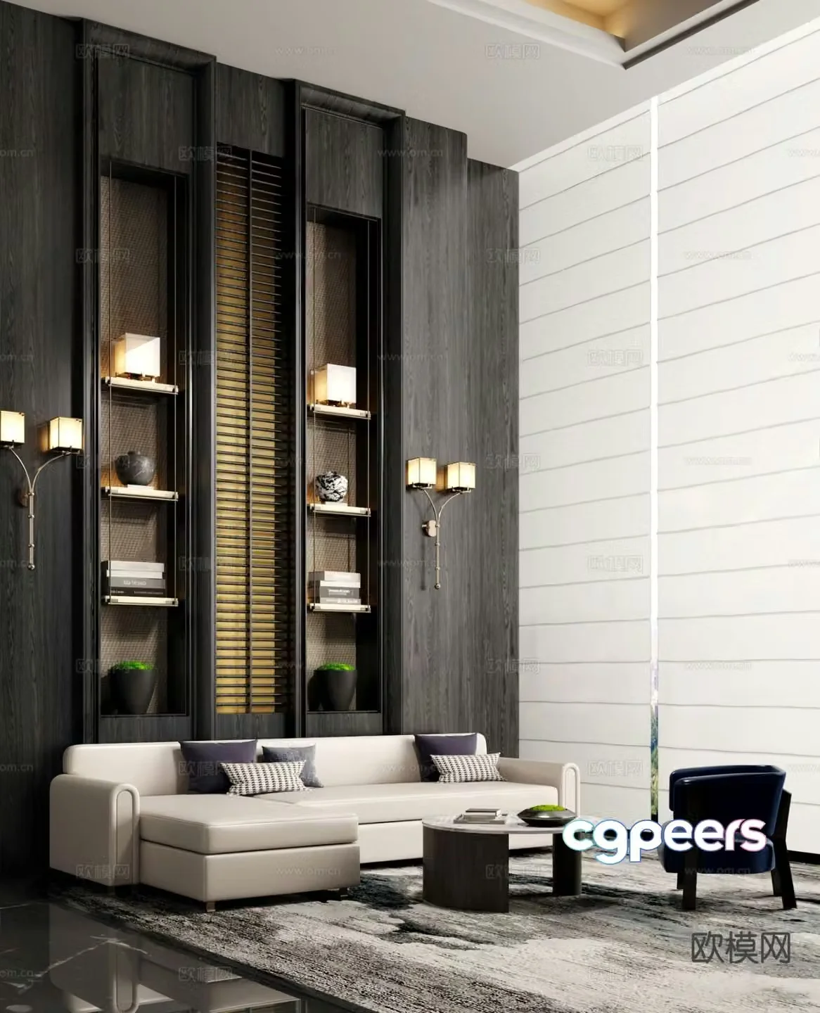 Modern sales office negotiation area reception area 3D model