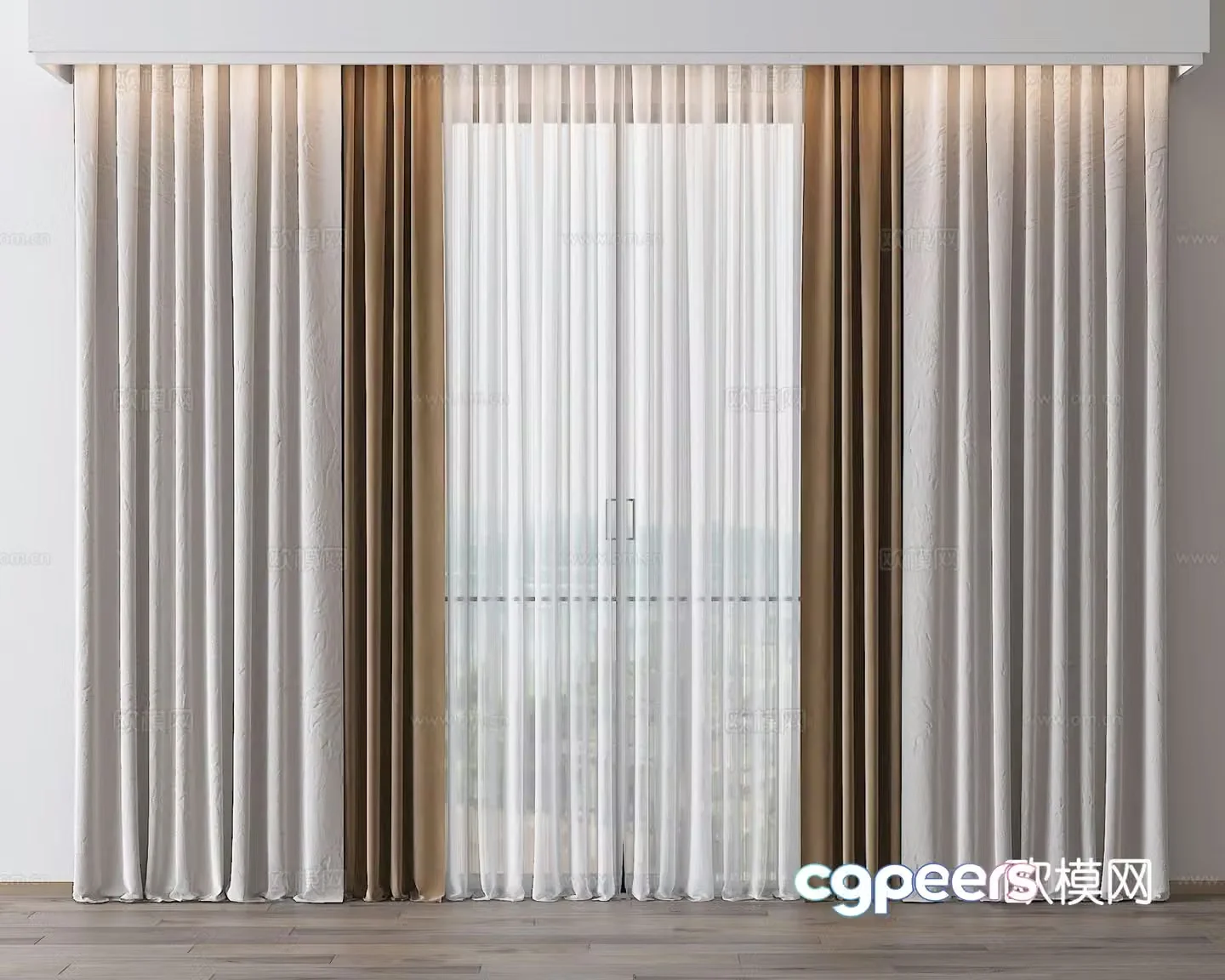 Modern curtain gauze curtain 3d model