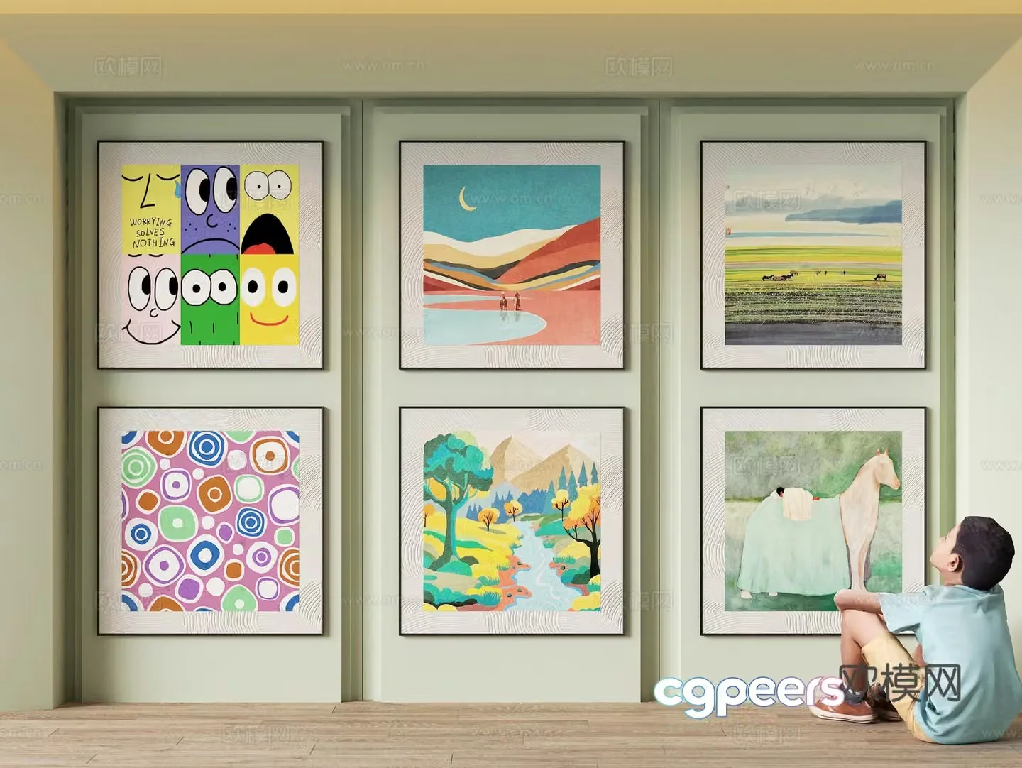 Modern children’s decorative hanging painting 3d model