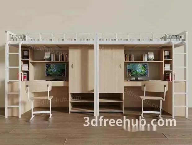 Modern Bunk Bed 3D Model – 19708 – VRAY Render