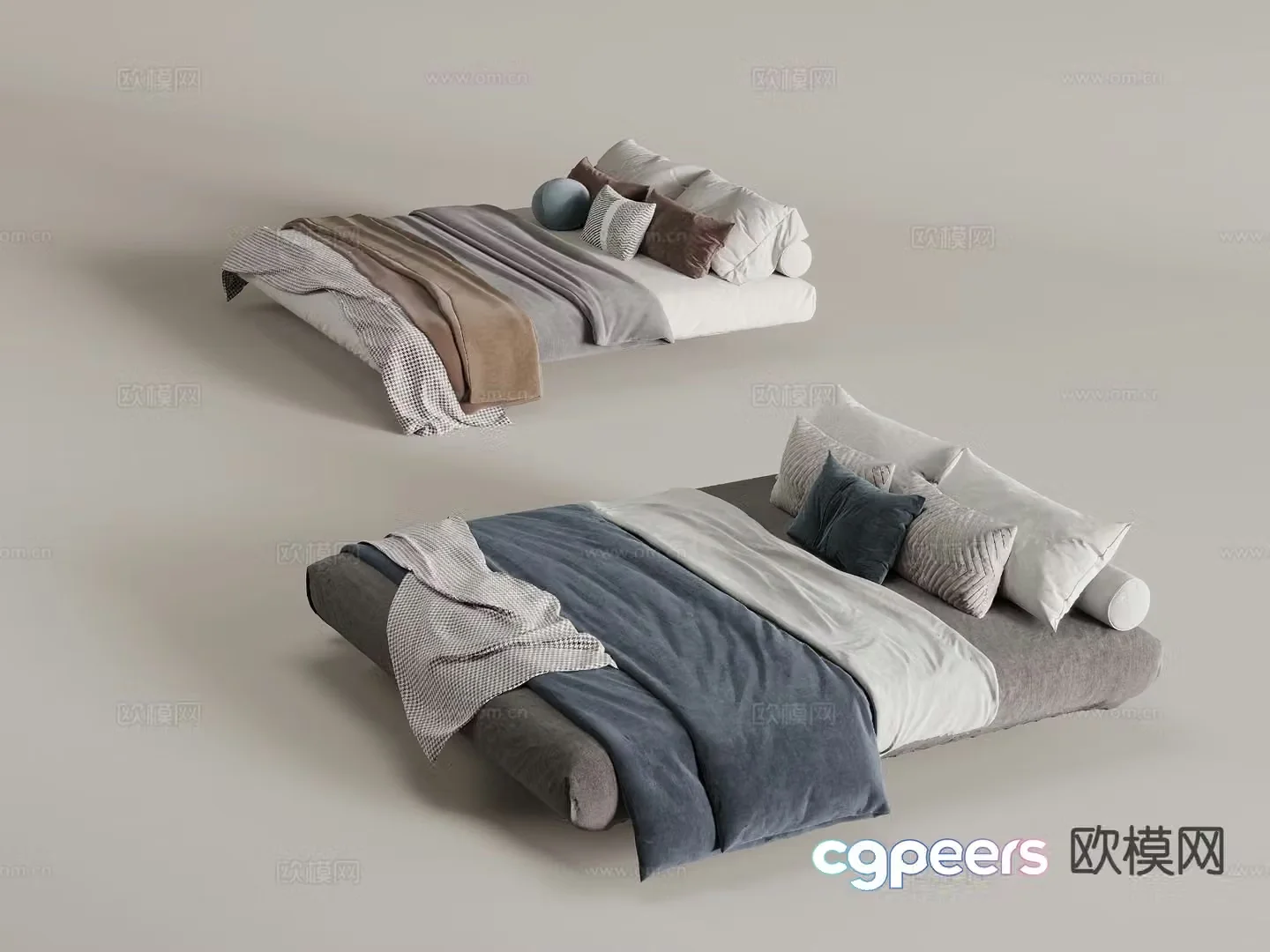 Bedding mattress quilt pillow pillow 3d model