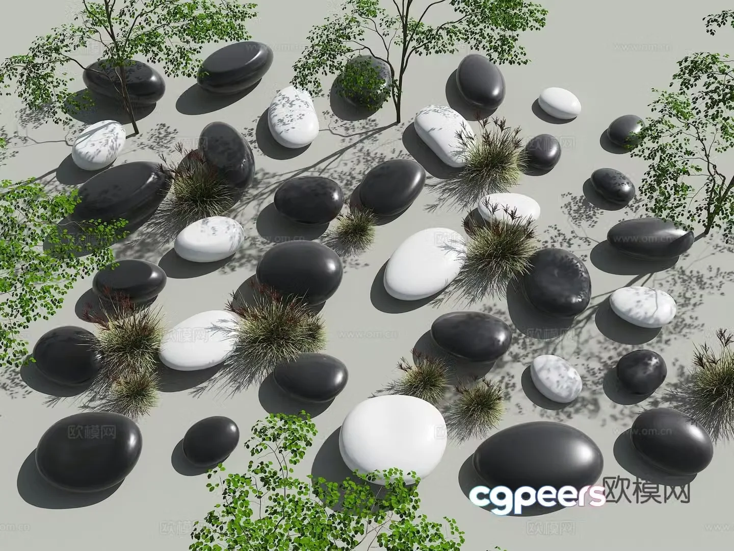 Pebble stool Park stool sketch Square pebble stool pebble modern landscape seat 3d model
