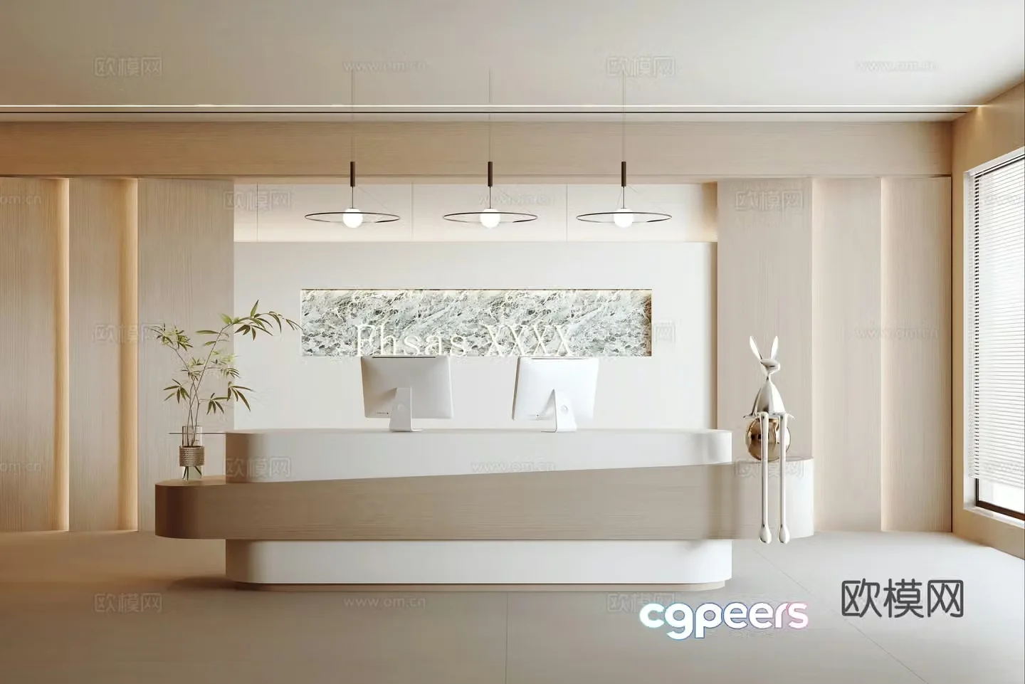 Modern office front desk 3d model