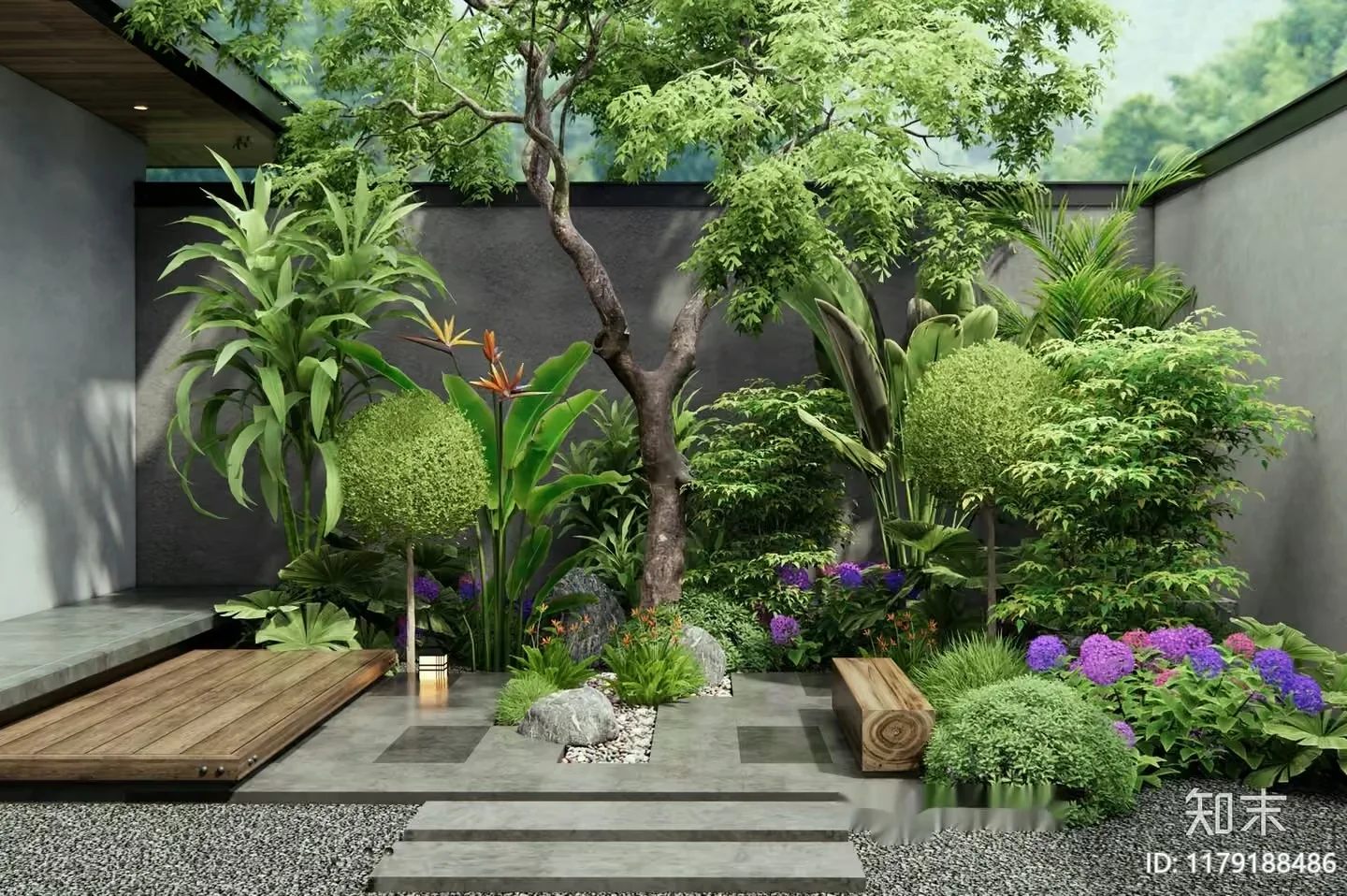 Modern Asian-Inspired Garden 3D Model – 9724 – VRAY Render