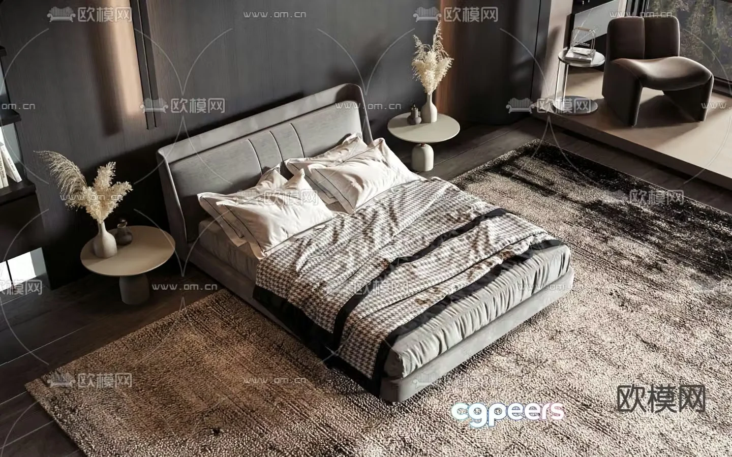 Double bed commercial bed 3d model