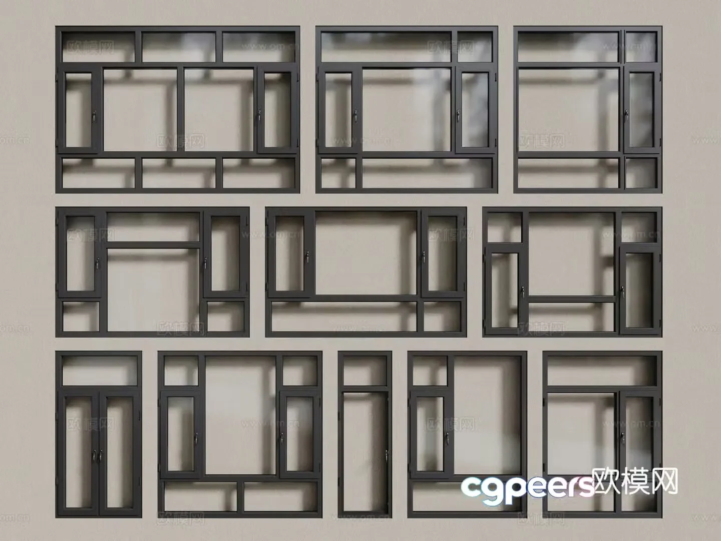Modern windows aluminum alloy windows casement windows floor-to-ceiling windows 3d model