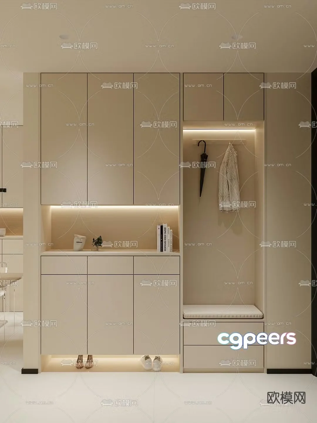 Modern entryway shoe cabinet 3D model