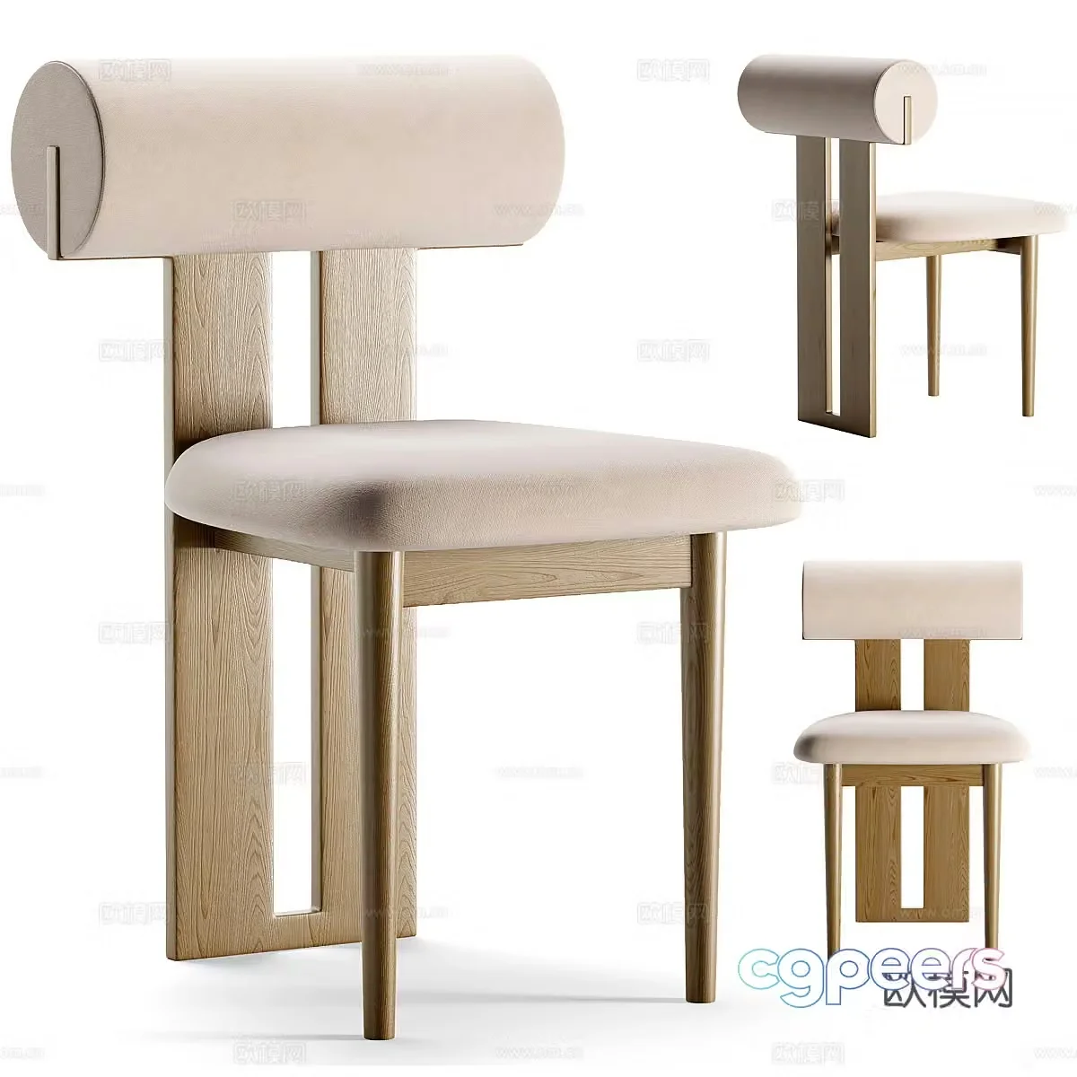 New Chinese dining chair single chair 3d model