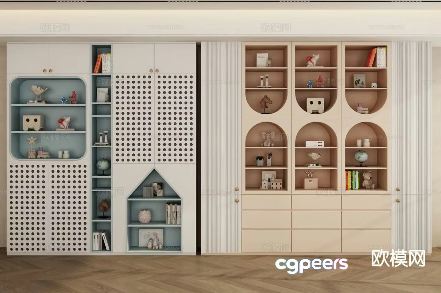 Modern children’s bookcase decorative cabinet 3d model
