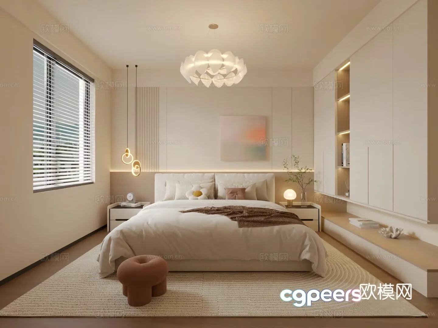 Creamy Bedroom Master Bedroom 3D Model