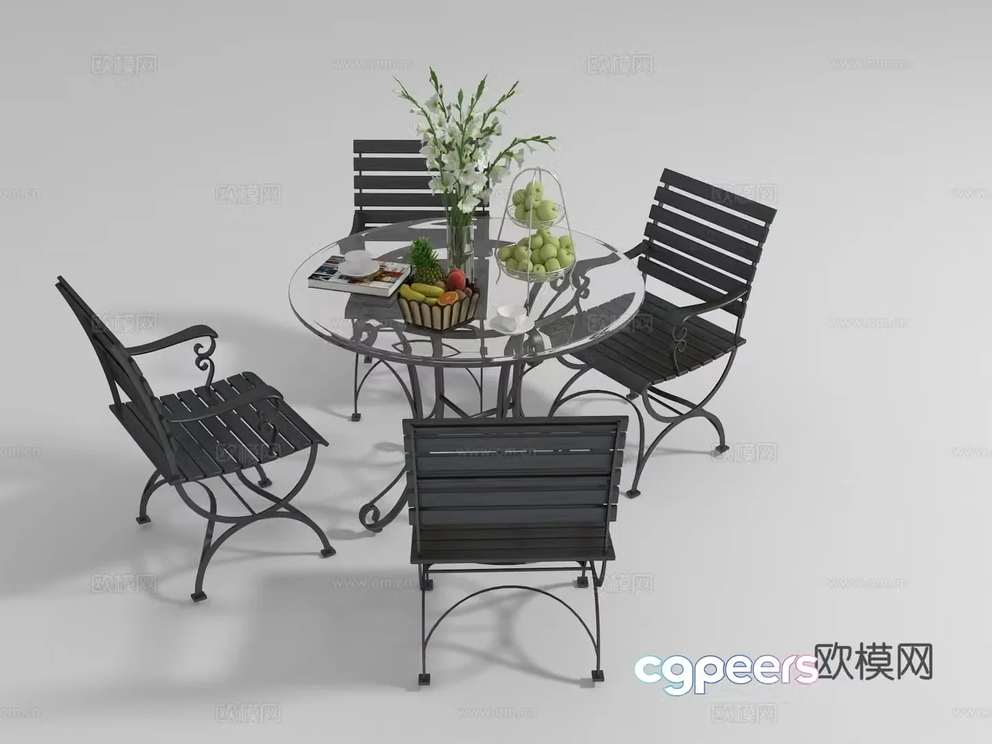 Modern coffee table and chair combination 3D model