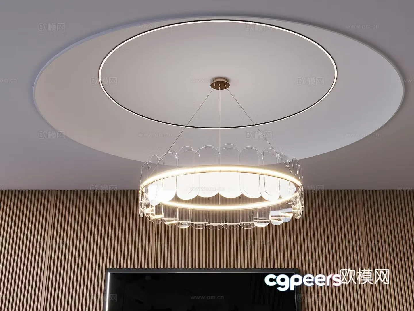 Round luminous light film ceiling soft film ceiling 3d model