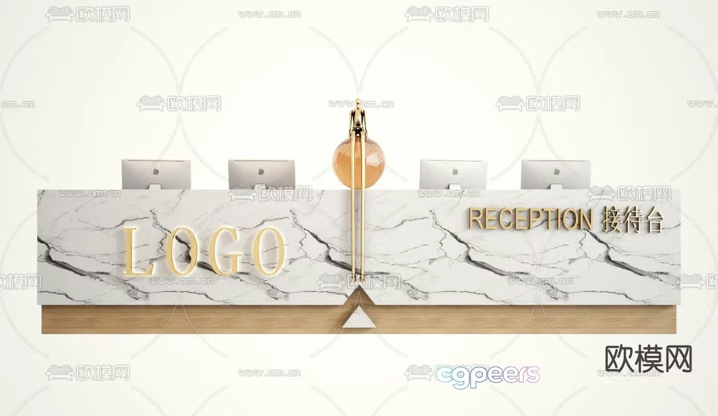 service desk reception desk front desk 3d model