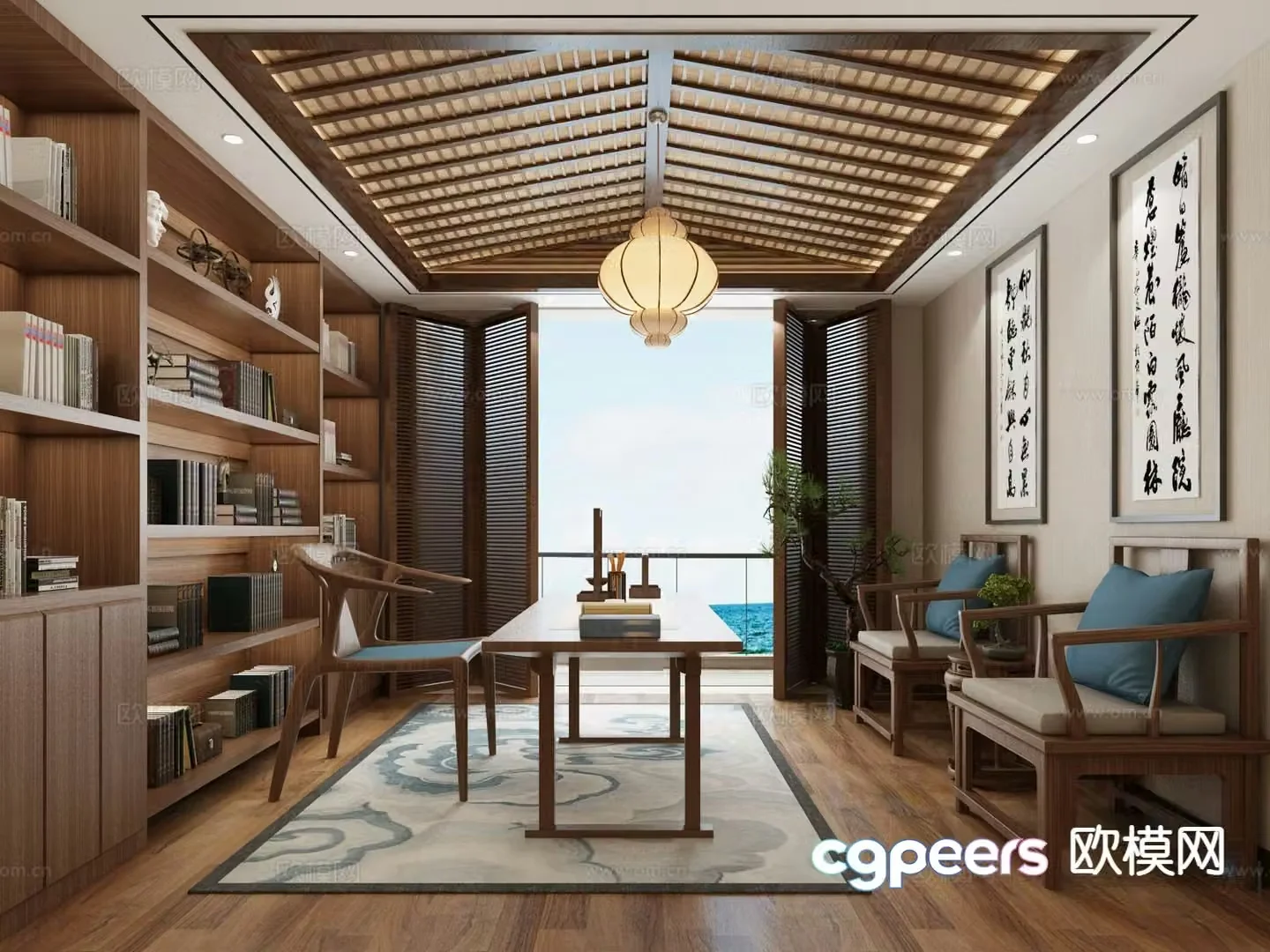 Chinese study room 3d model