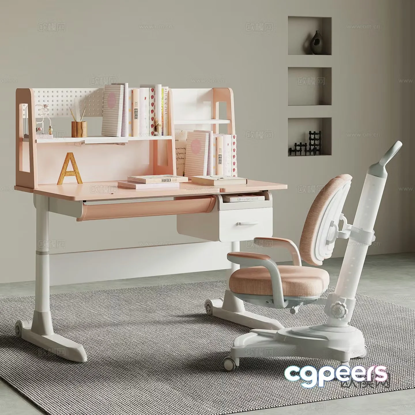 Modern study table children’s study table desk 3d model
