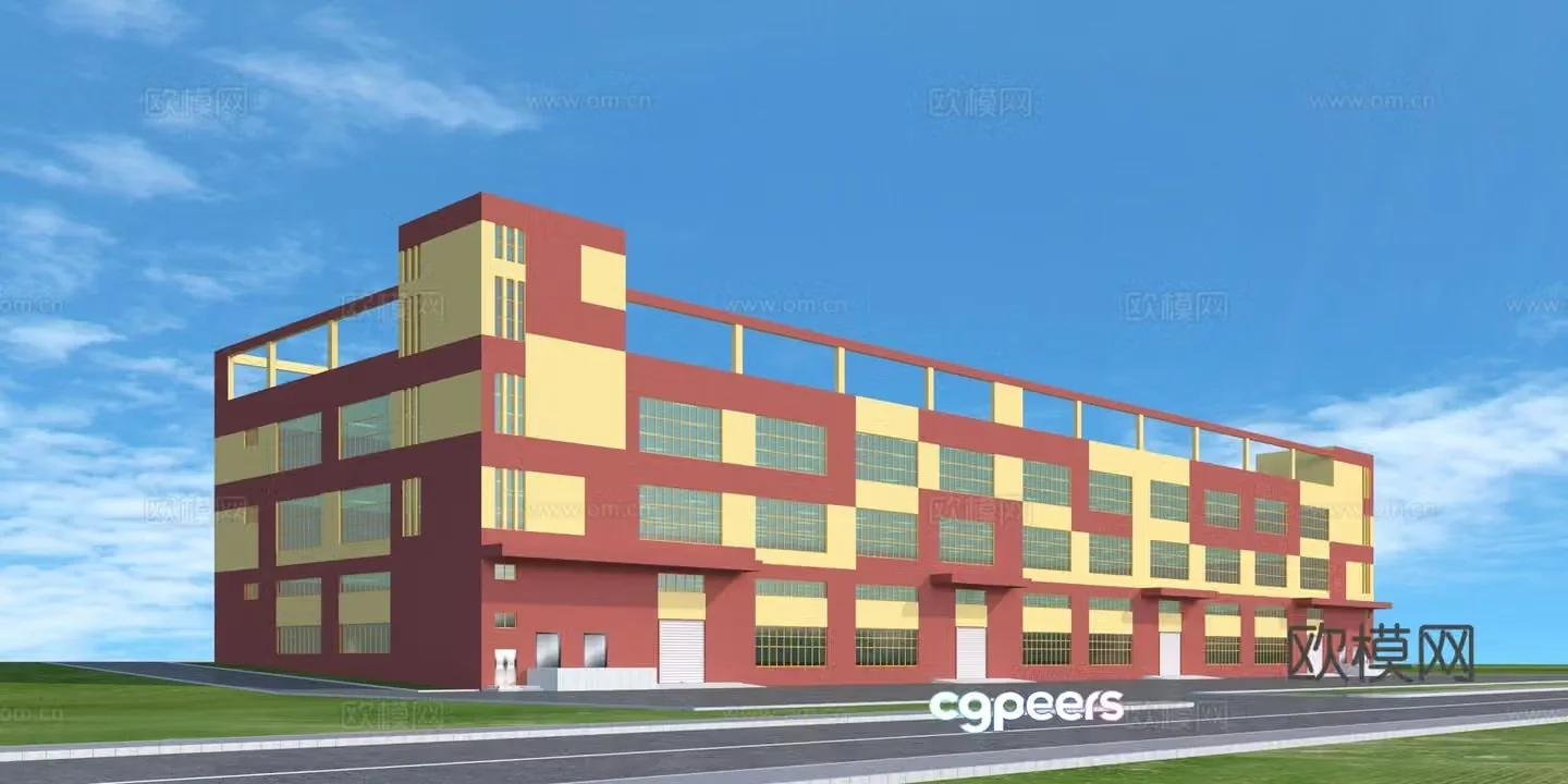 3D model of steel structure factory building appearance