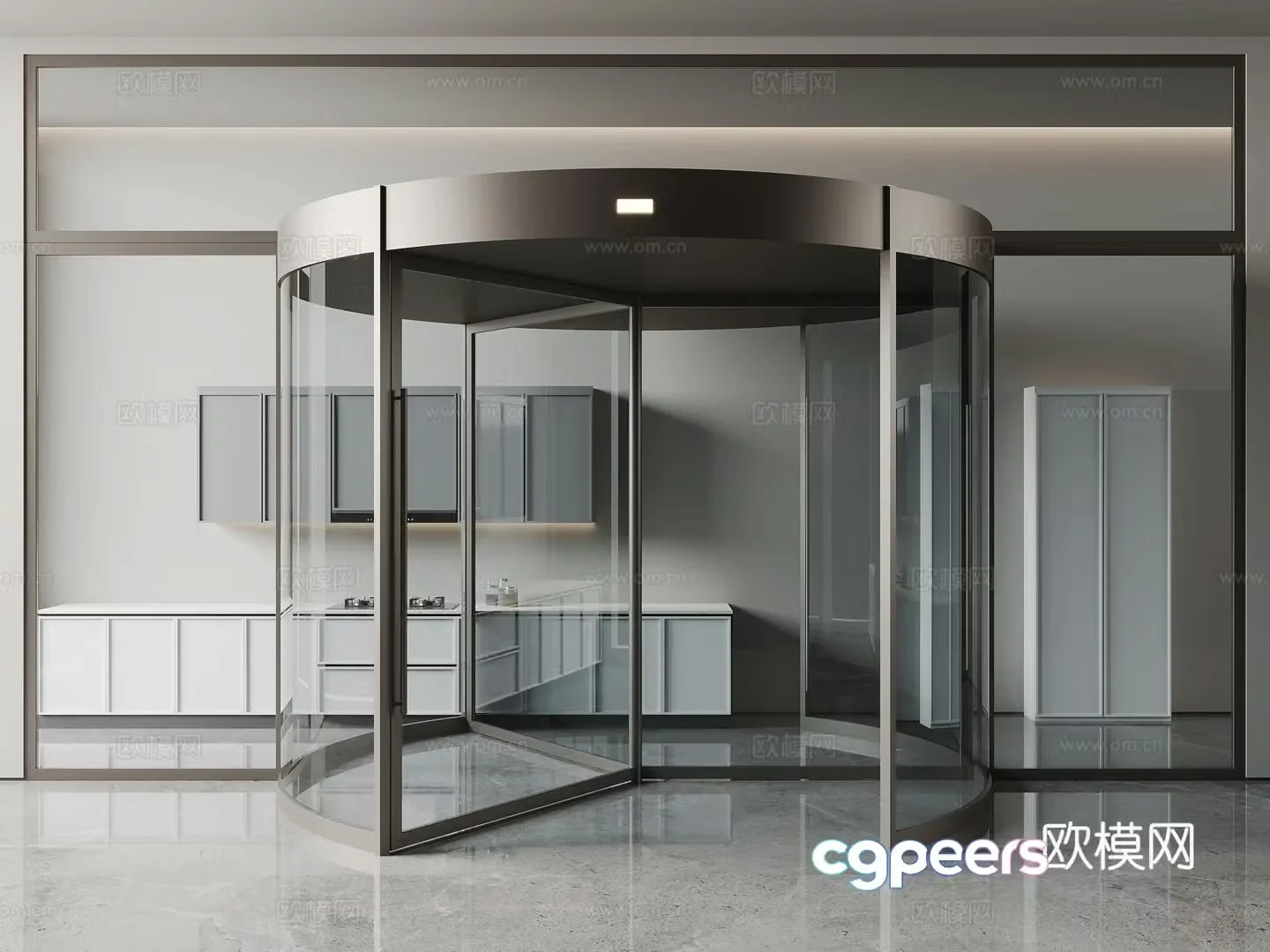 Modern home entrance glass revolving door glass window 3d model