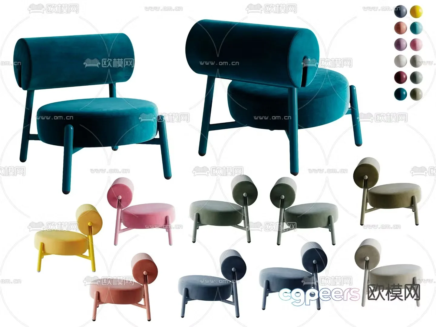 Nordic leisure chair dopamine chair 3d model