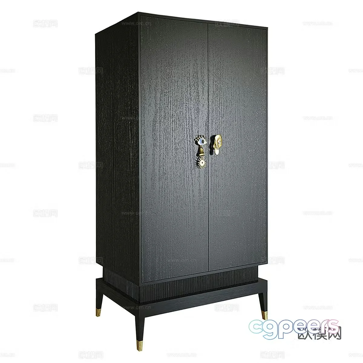 Modern Italian light luxury wooden side cabinet decorative cabinet high cabinet 3d model 3d model