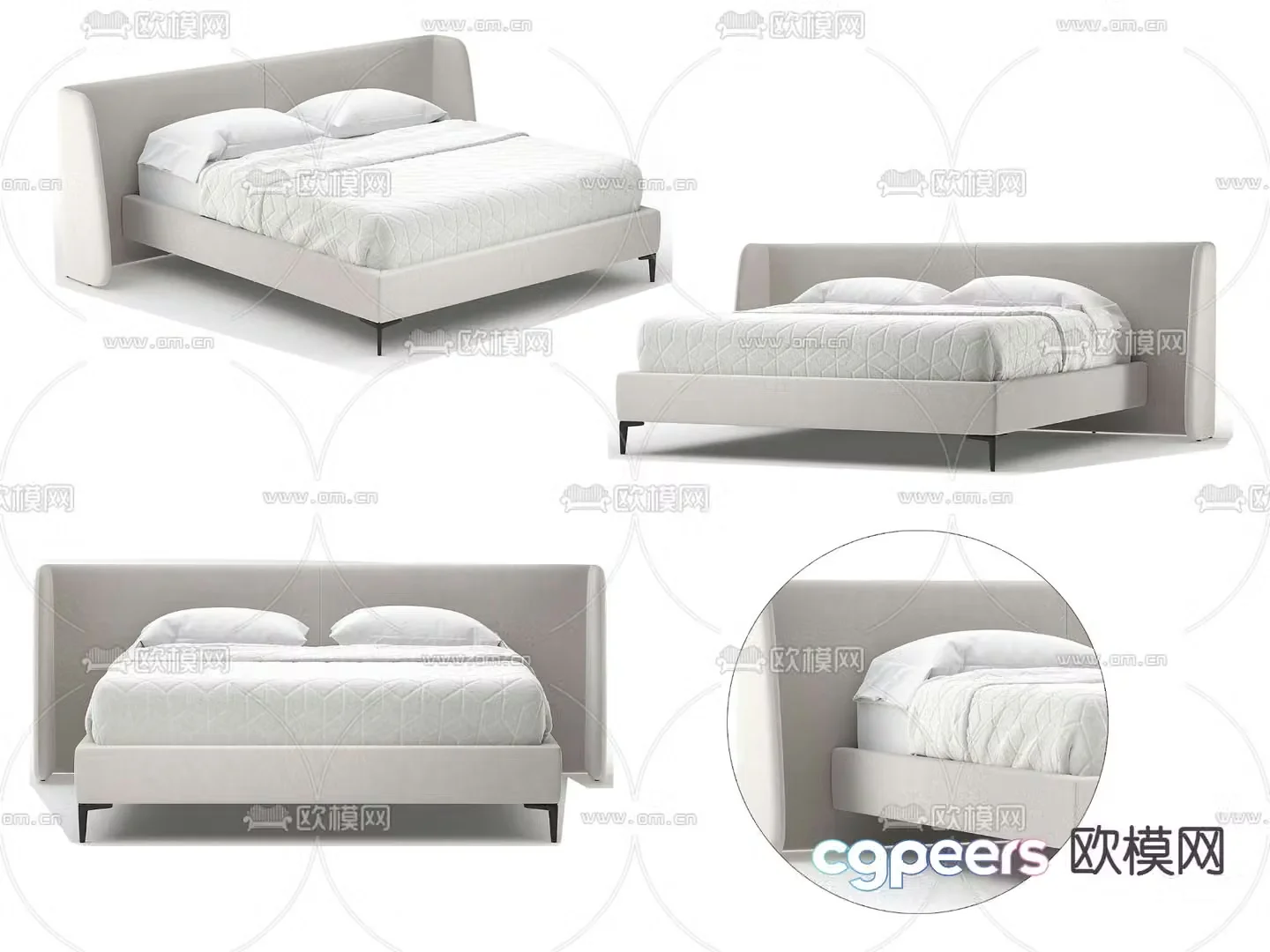 Modern double bed 3d model