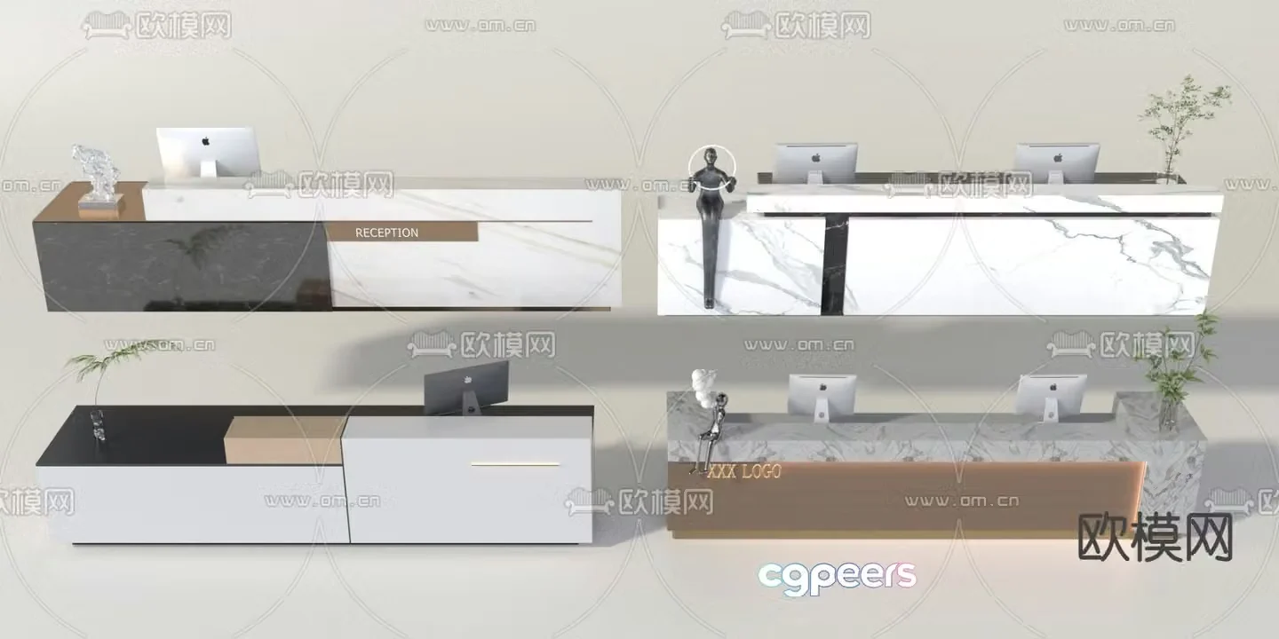 Front desk service desk reception desk 3d model