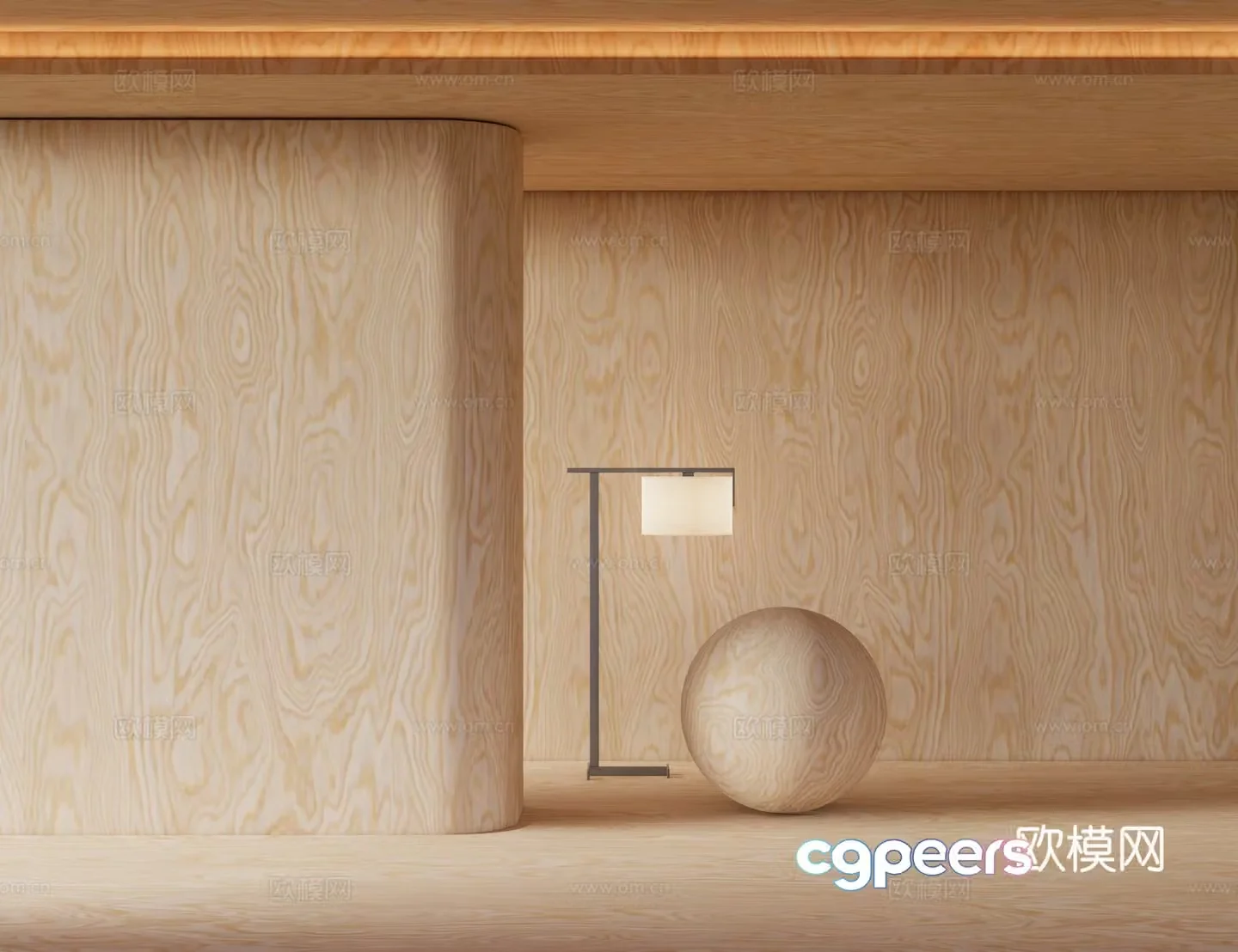 Modern wood veneer birch board 3d model