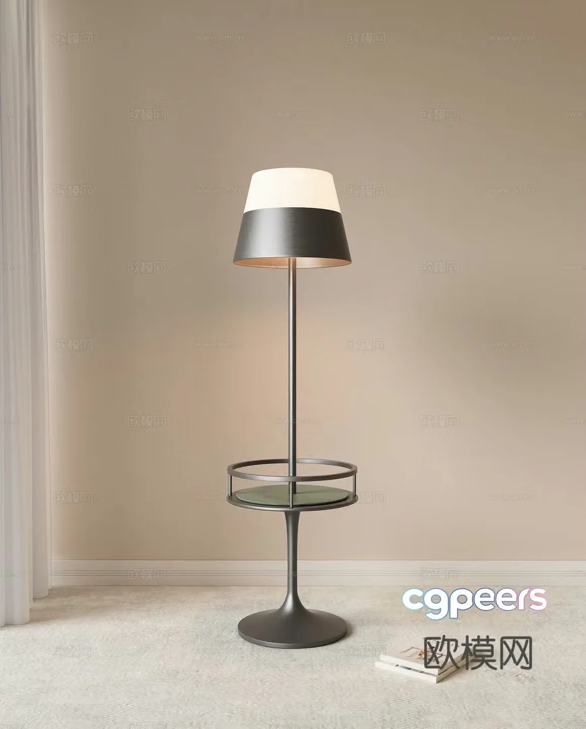 Modern metal floor lamp Living room floor lamp Study room floor lamp Coffee table lamp integrated round table 3D model