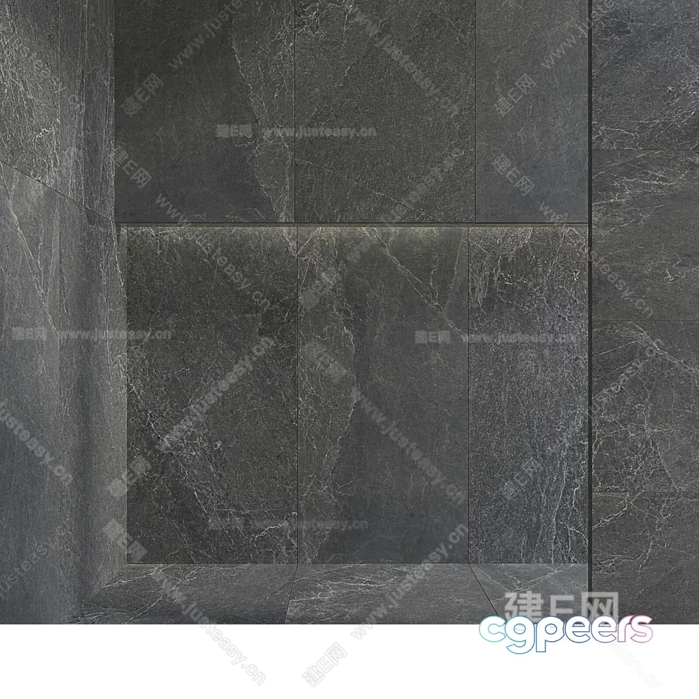 Marble Wall With Gray Tiles 3D Model – 14393 – VRAY Render