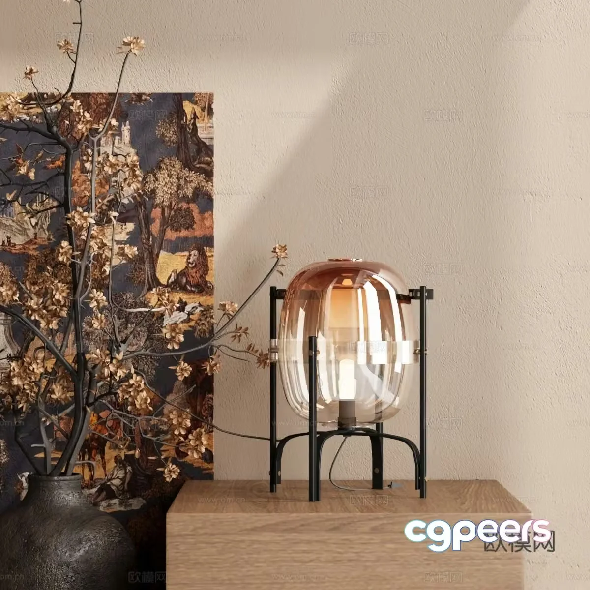 Modern Gradient Glass Table Lamp 3D Model
