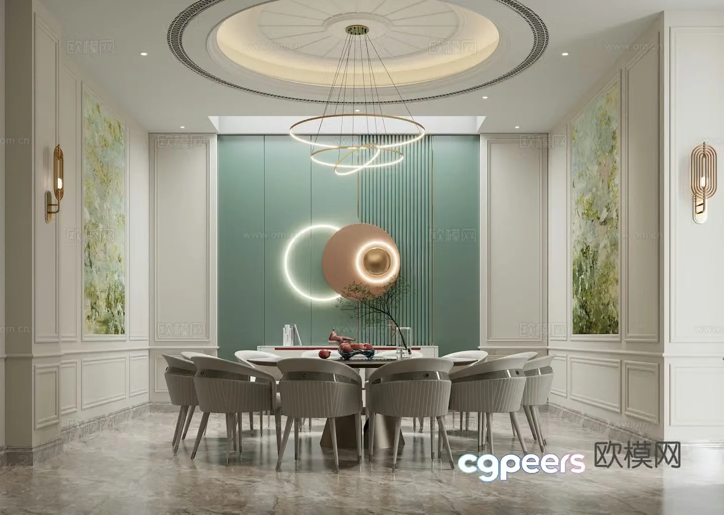 French light luxury private room 3D model