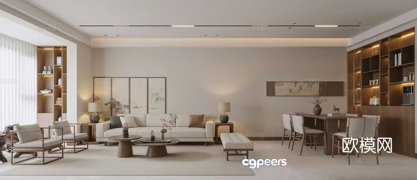 Song style Aesthetics Living Room Dining 3D Model