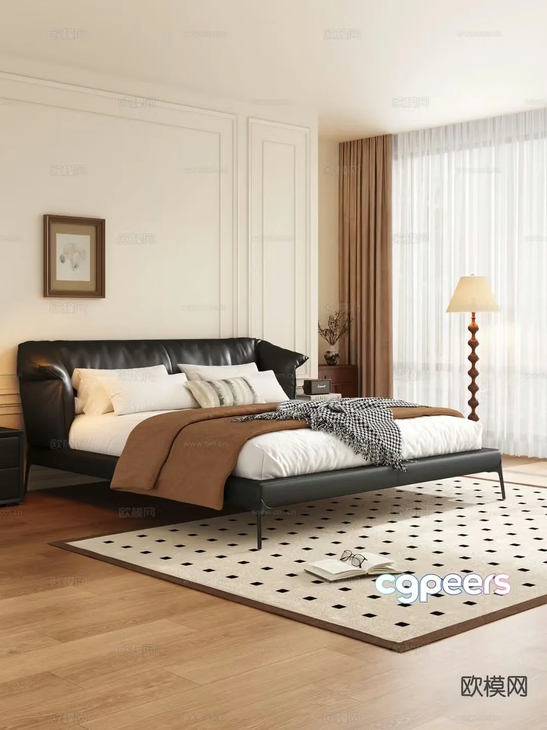 Medieval style double bed 3d model