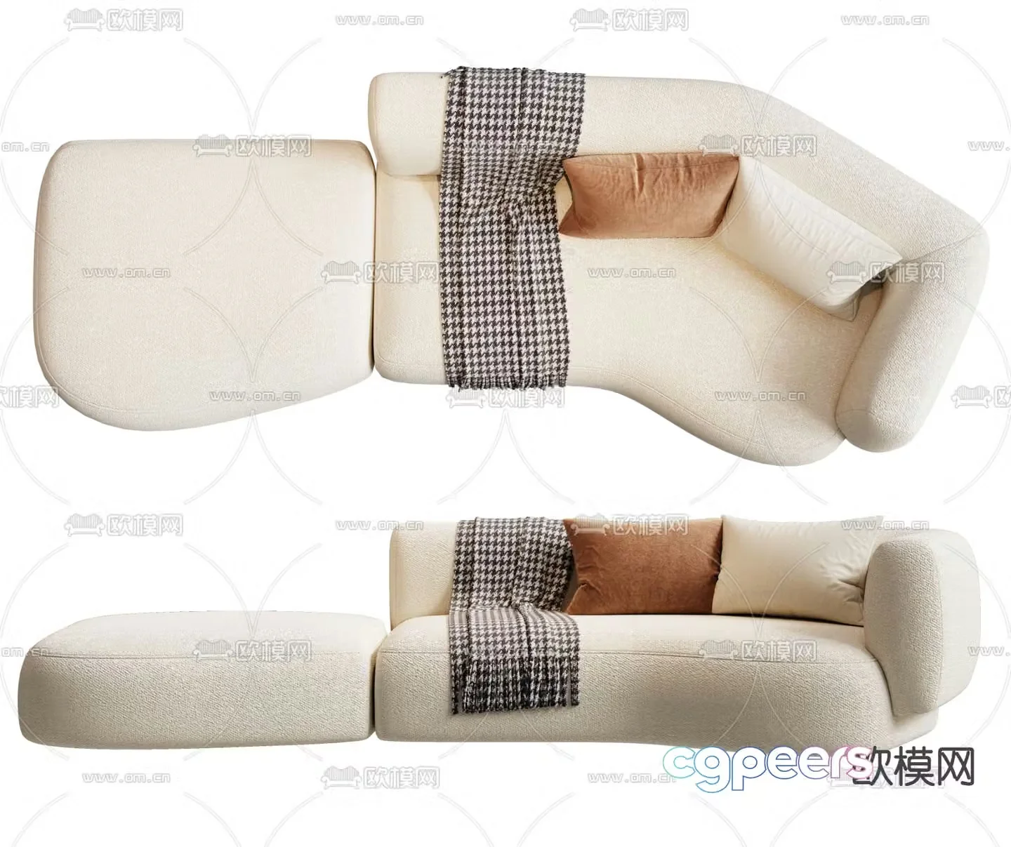 MISSANA white upholstered sofa 3d model