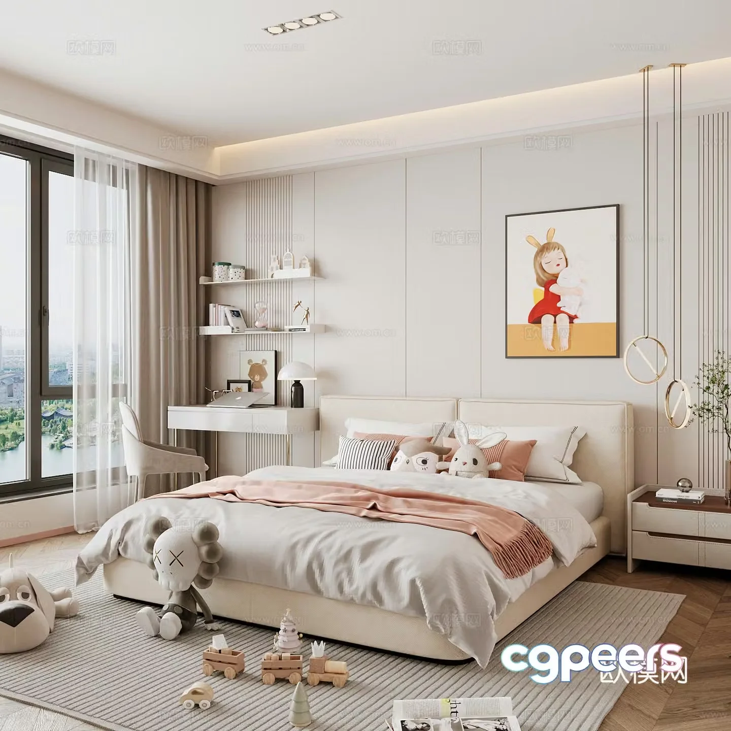 Modern children’s room girl’s room 3d model